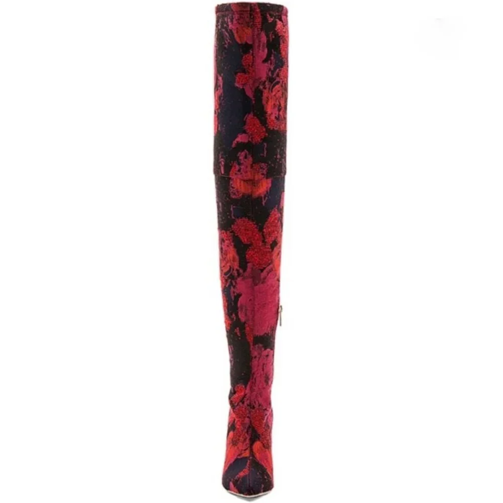 NWOB RAYE x Stone Cold Fox Jacquard Foxy Over The Knee Boot